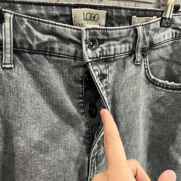 Logo Lori Goldstein QVC Gray Wide Leg Crop Jeans Button Fly Women’s Size 16 - Picture 2 of 9